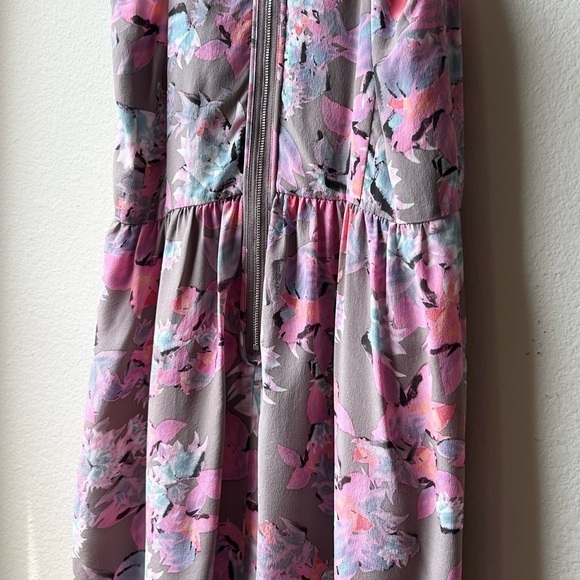 Rebecca Taylor Mai Tai Time Silk Floral A Line Dress Pink Gray Women's Size 6 - Picture 9 of 14